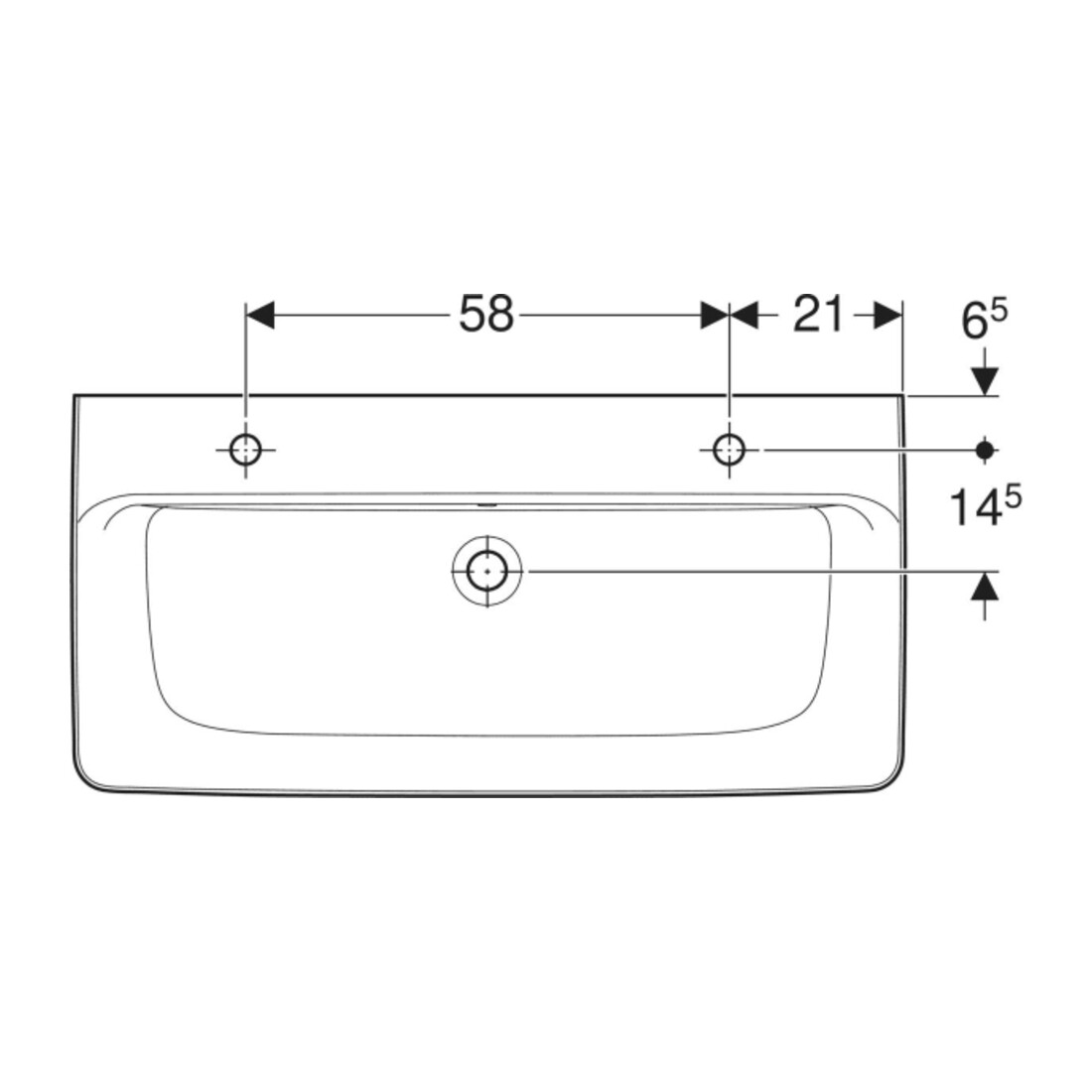 Geberit Aufsatzwaschtisch Renova Plan 100x48cm, HL re + li, m ÜL, we. K-Tect