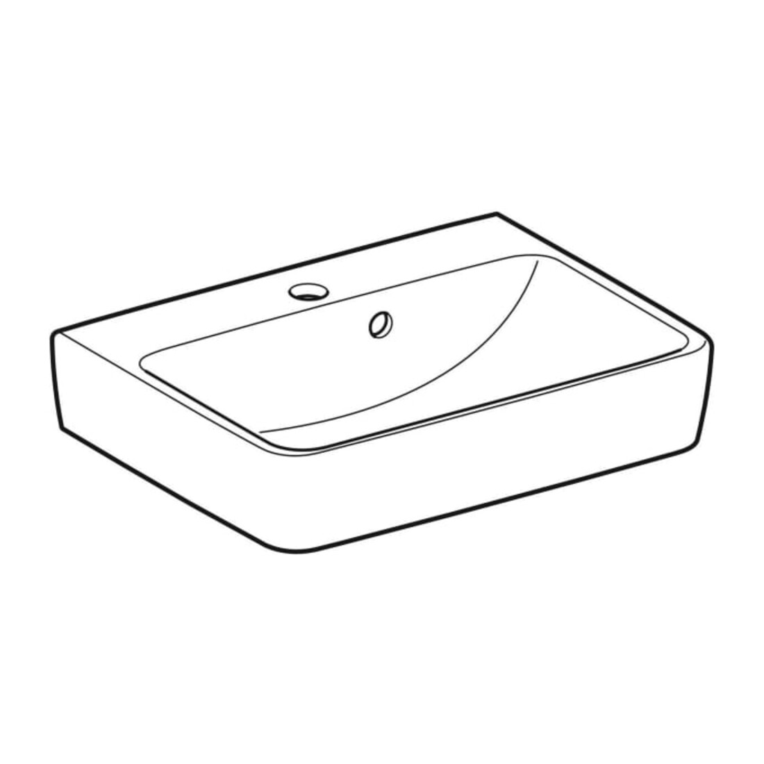 Geberit Aufsatzwaschtisch Renova Plan 50x38cm, Hahnl. mit., m ÜL, we. KeraTect