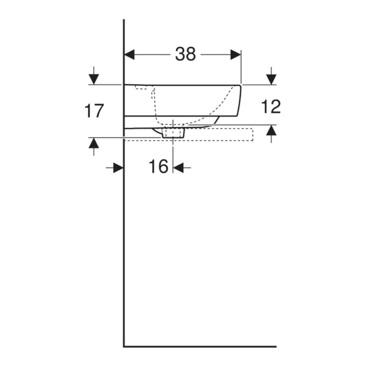 Geberit Aufsatzwaschtisch Renova Plan 50x38cm, Hahnl. mit., mit Überlauf, weiß