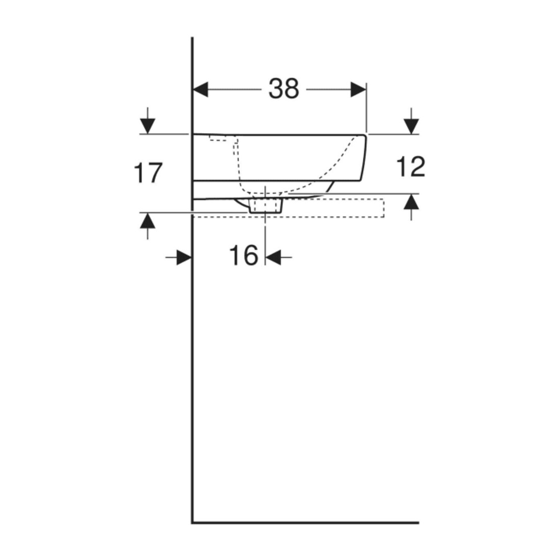 Geberit Aufsatzwaschtisch Renova Plan 50x38cm, Hahnl. mit., mit Überlauf, weiß