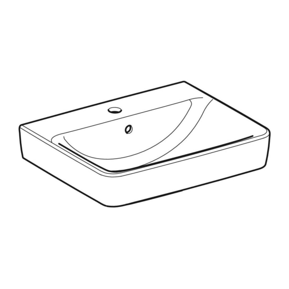 Geberit Aufsatzwaschtisch Renova Plan 55x44cm, Hahnl. mit., m ÜL, we. KeraTect