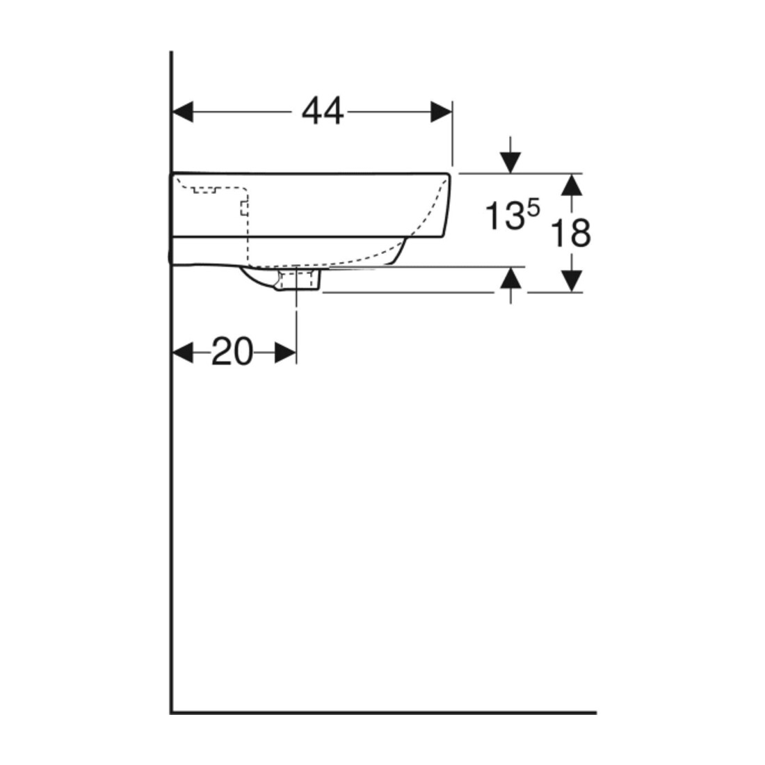 Geberit Aufsatzwaschtisch Renova Plan 55x44cm, Hahnl. mit., m ÜL, we. KeraTect