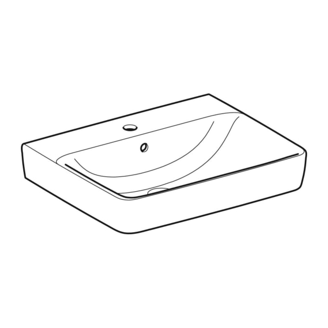 Geberit Aufsatzwaschtisch Renova Plan 60x48cm, Hahnl. mit., mit Überlauf, weiß