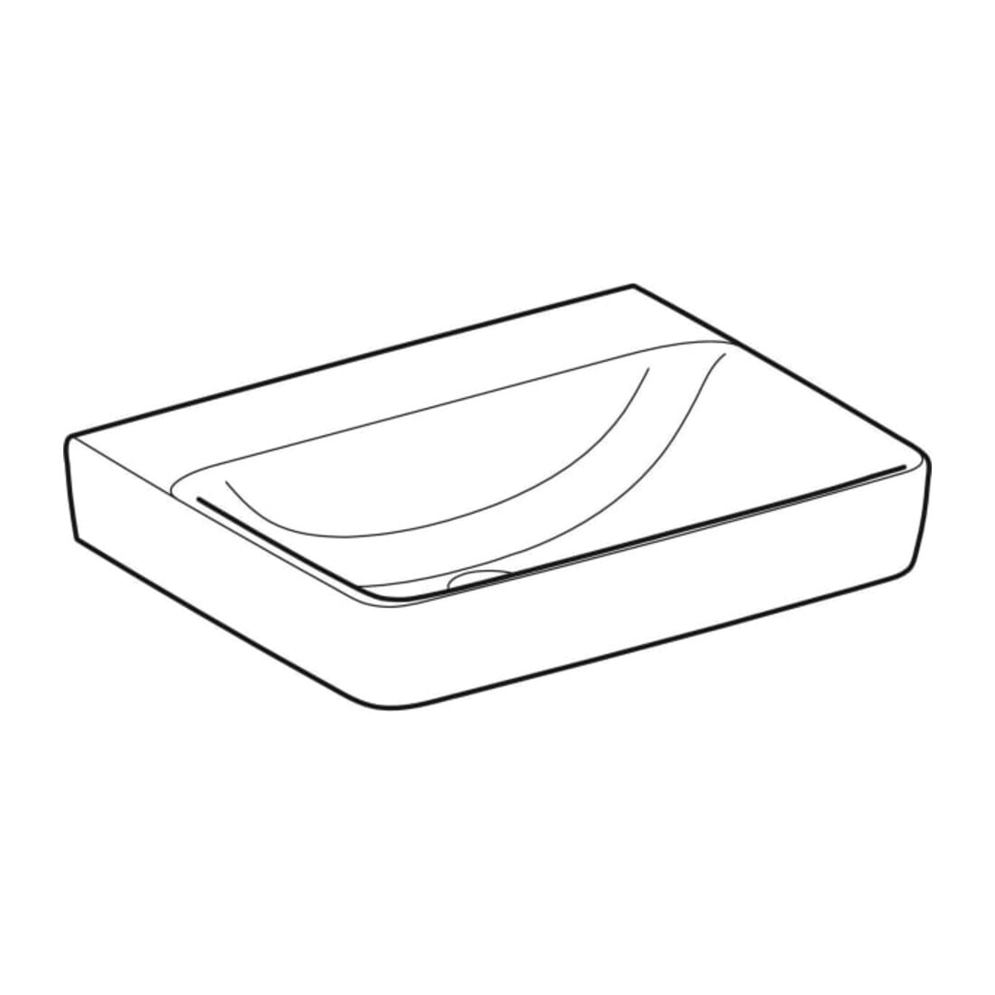 Geberit Aufsatzwaschtisch Renova Plan 60x48cm, o. Hahnl., ohne Überlauf, weiß