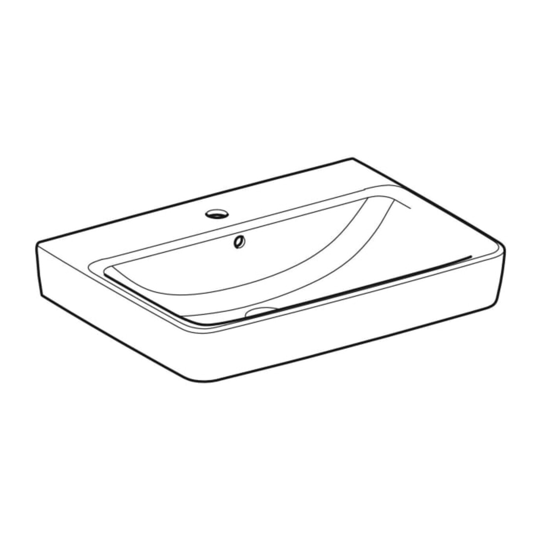 Geberit Aufsatzwaschtisch Renova Plan 65x48cm, Hahnl. mit., mit Überlauf, weiß