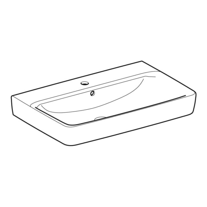 Geberit Aufsatzwaschtisch Renova Plan 75x48cm, Hahnl. mit., m ÜL, we. KeraTect