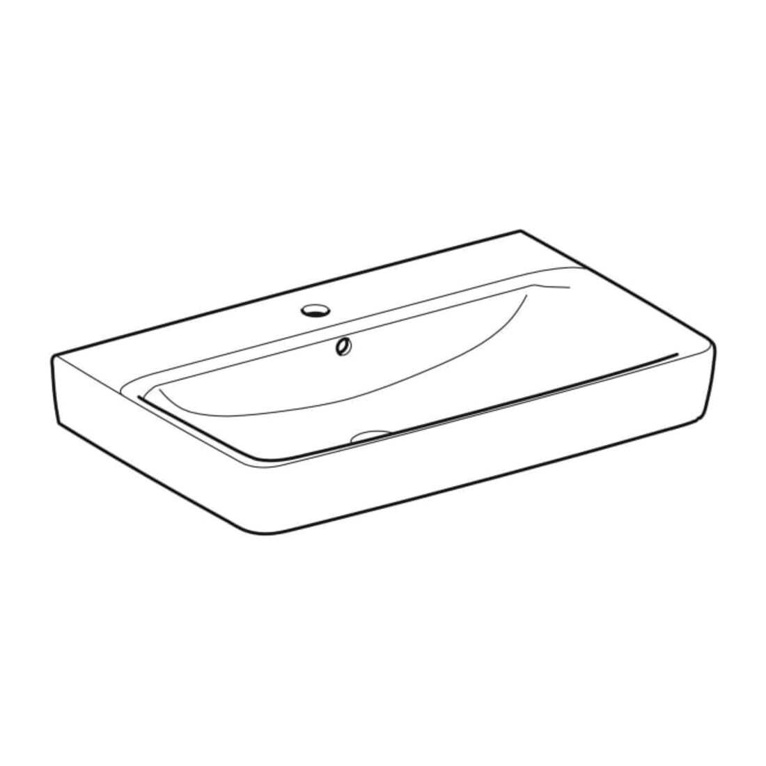 Geberit Aufsatzwaschtisch Renova Plan 75x48cm, Hahnl. mit., m ÜL, we. KeraTect