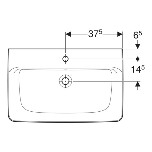 Geberit Aufsatzwaschtisch Renova Plan 75x48cm, Hahnl. mit., m ÜL, we. KeraTect