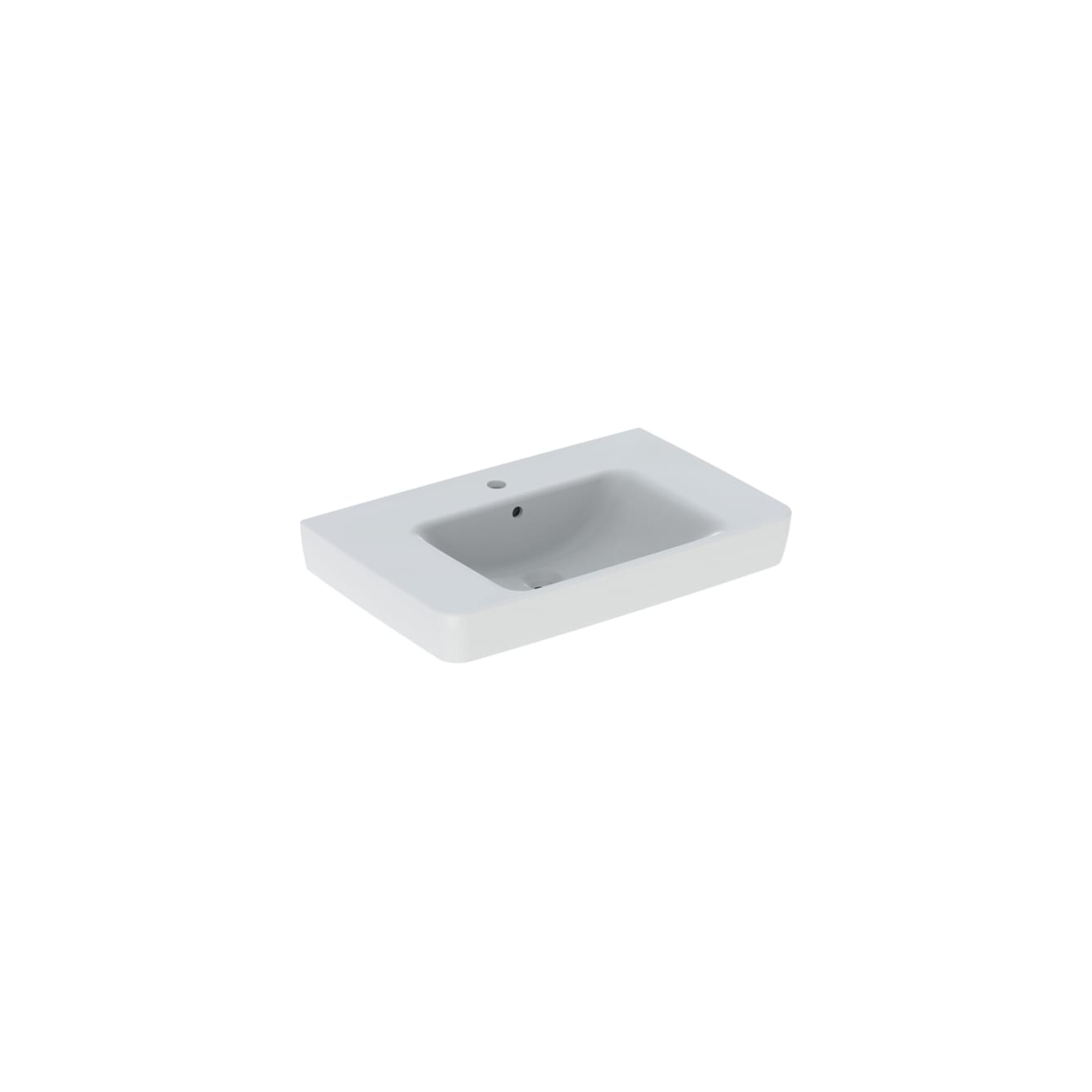 Geberit Aufsatzwaschtisch Renova Plan 75x48cm, HL mit., m ÜL, Ablagefl., we.
