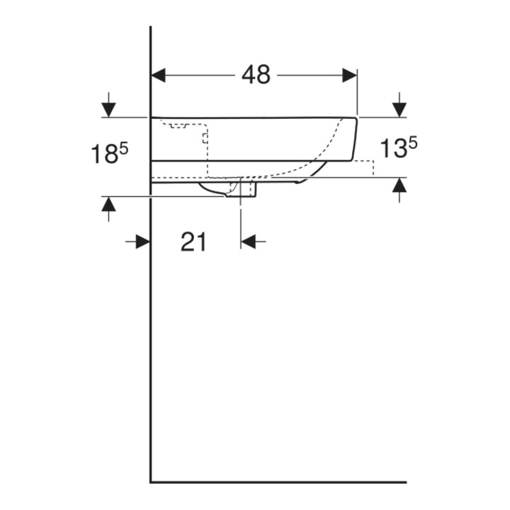 Geberit Aufsatzwaschtisch Renova Plan 85x48cm, Hahnl. mit., mit Überlauf, weiß