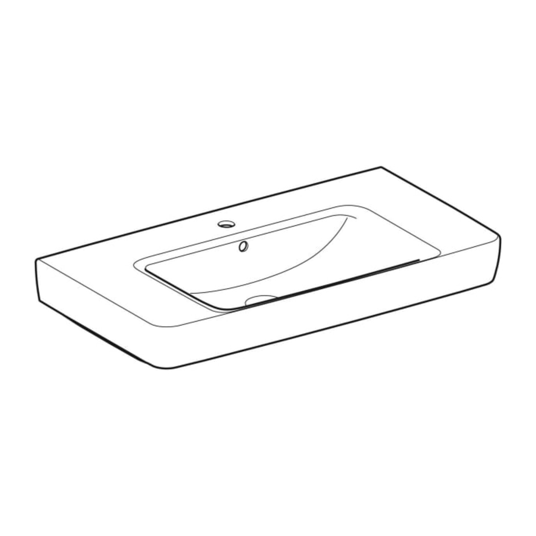 Geberit Aufsatzwaschtisch Renova Plan 90x48cm, HL mi, m Ü, Abl, we. K-Tect