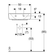 Geberit Aufsatzwaschtisch RENOVA PLAN mit Hahnloch, mit Überlauf 500 x 380 mm weiß-4