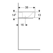 Geberit Aufsatzwaschtisch RENOVA PLAN mit Hahnloch, mit Überlauf 500 x 380 mm weiß-5
