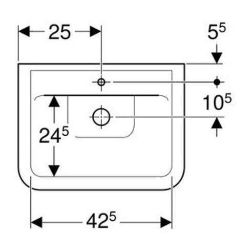 Geberit Aufsatzwaschtisch RENOVA PLAN mit Hahnloch, mit Überlauf 500 x 380 mm weiß