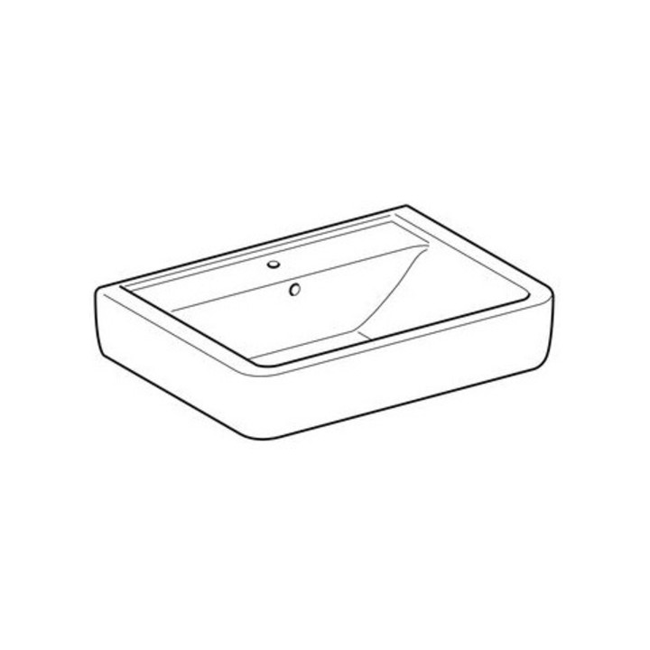Geberit Aufsatzwaschtisch RENOVA PLAN mit Hahnloch, mit Überlauf 650 x 480 mm weiß