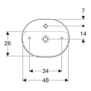 Geberit Aufsatzwaschtisch VariForm 50x40cm, m HLB, o Ü, ellipt., we. K-Tect-5