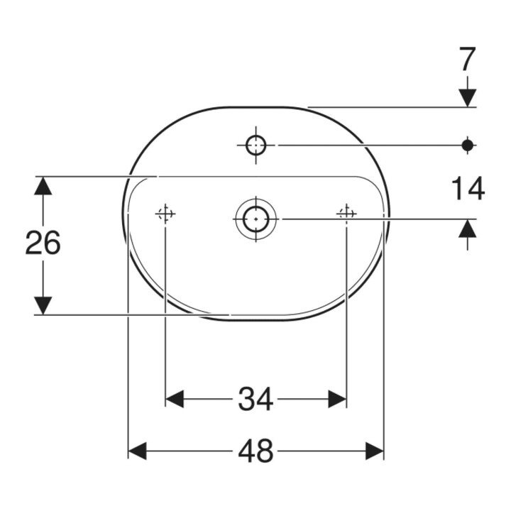 Geberit Aufsatzwaschtisch VariForm 50x40cm, m HLB, o Ü, ellipt., we. K-Tect