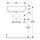 Geberit Aufsatzwaschtisch VariForm 50x40cm, m HLB, o Ü, ellipt., we. K-Tect