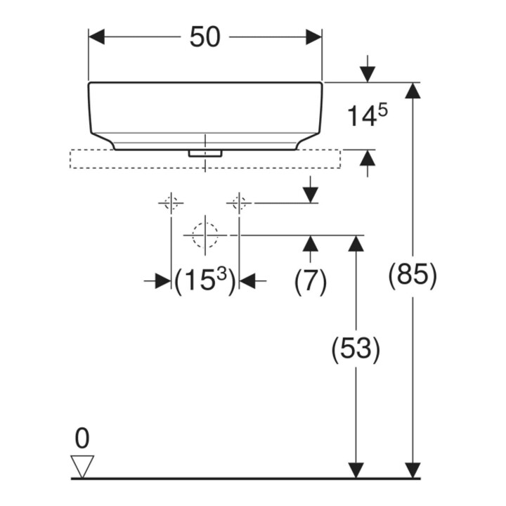 Geberit Aufsatzwaschtisch VariForm 50x40cm, m HLB, o Ü, ellipt., we. K-Tect