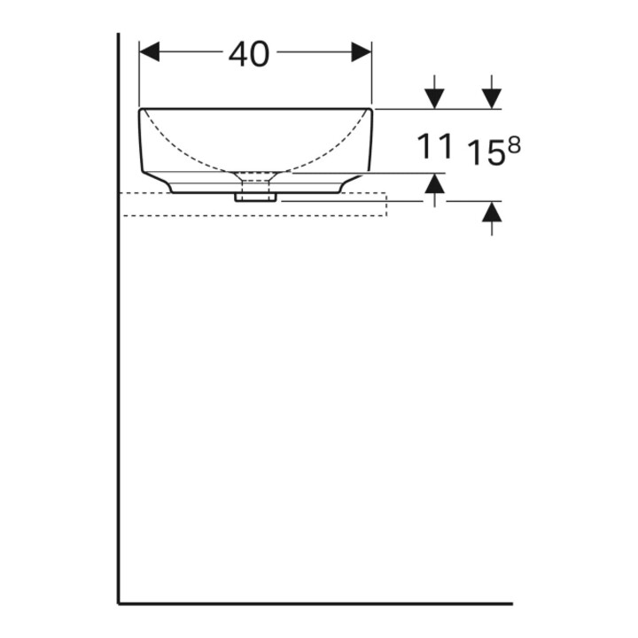 Geberit Aufsatzwaschtisch VariForm 55x40cm, o HL, o ÜL, ellipt., we. K-Tect