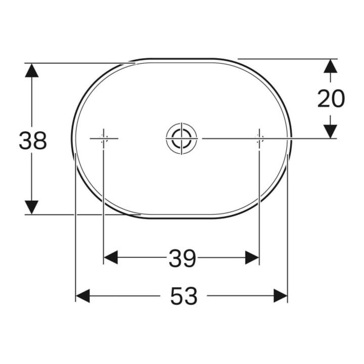 Geberit Aufsatzwaschtisch VariForm 55x40cm, o HL, o ÜL, ellipt., we. K-Tect