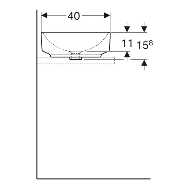 Geberit Aufsatzwaschtisch VariForm 55x40cm, o HL, o. ÜL, ov., we. K-Tect