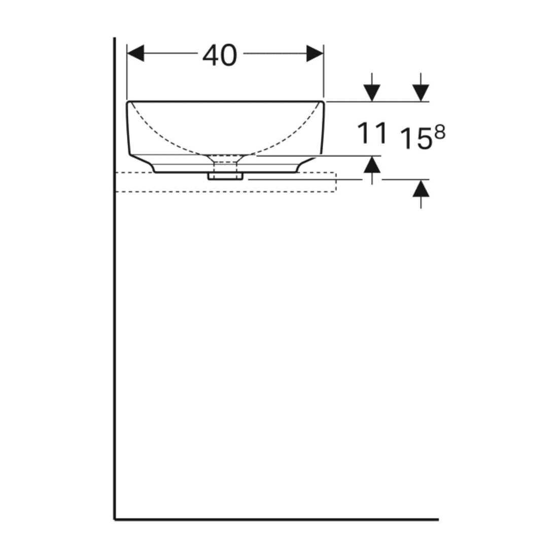 Geberit Aufsatzwaschtisch VariForm 55x40cm, o HL, o. ÜL, ov., we. K-Tect