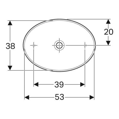 Geberit Aufsatzwaschtisch VariForm 55x40cm, o HL, o. ÜL, ov., we. K-Tect