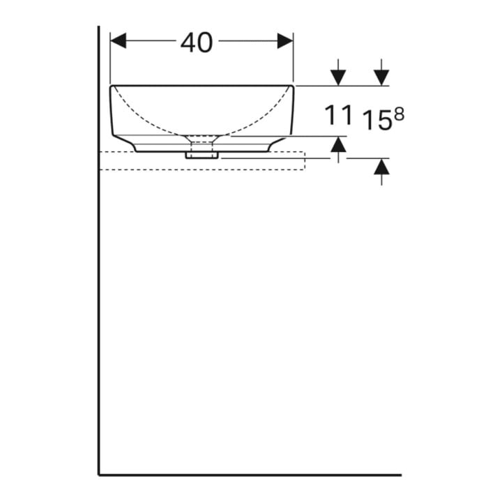Geberit Aufsatzwaschtisch VariForm 55x40cm, o HL, o. ÜL, recht., we. K-Tect