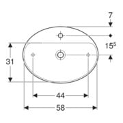 Geberit Aufsatzwaschtisch VariForm 60x45cm, m Hahnloch, o. ÜL, oval, weiß-5