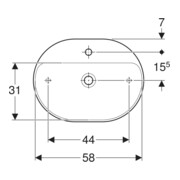 Geberit Aufsatzwaschtisch VariForm 60x45cm, m HLB, o Ü, ellipt., we. K-Tect-5
