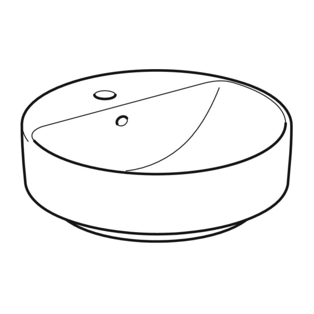 Geberit Aufsatzwaschtisch VariForm d 45cm, m Hahnloch, m ÜL, rd, we. K-Tect