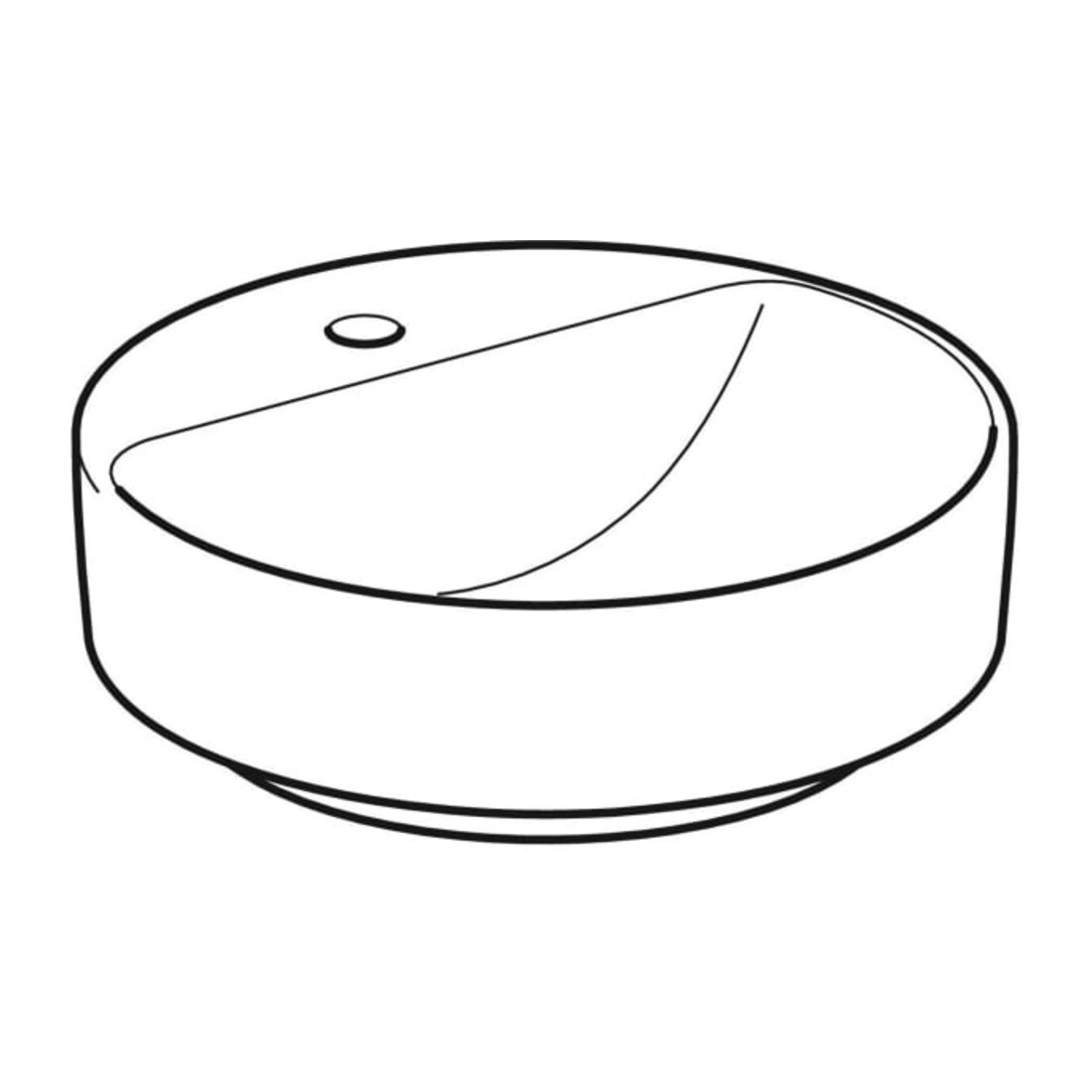 Geberit Aufsatzwaschtisch VariForm d 45cm, m Hahnloch, o. ÜL, rund, weiß