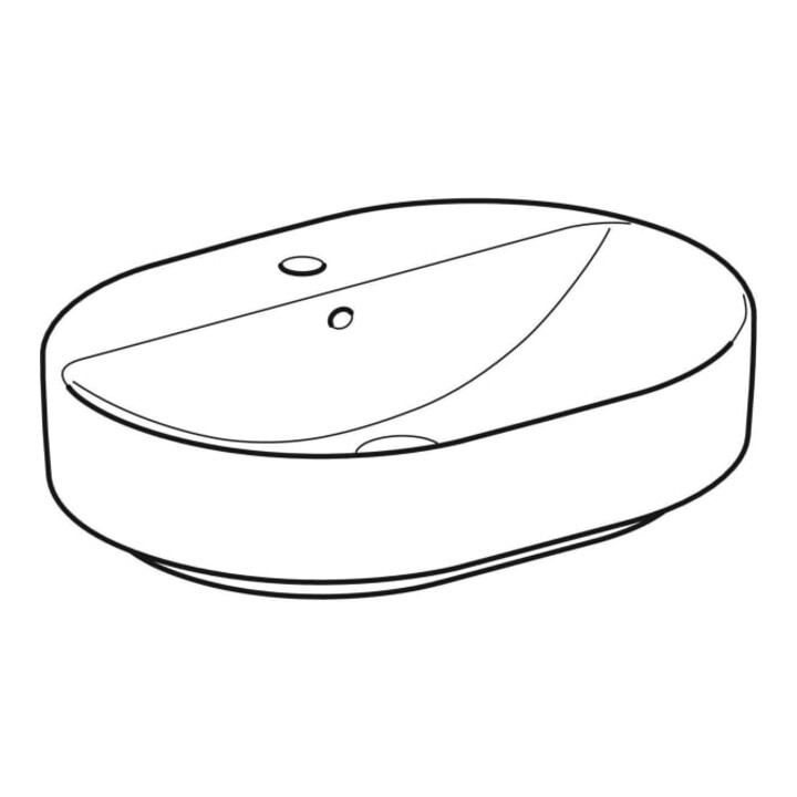 Geberit Aufsatzwaschtisch VariForm w K-T., 60x45cm, m HLB, m ÜL, ellipt.