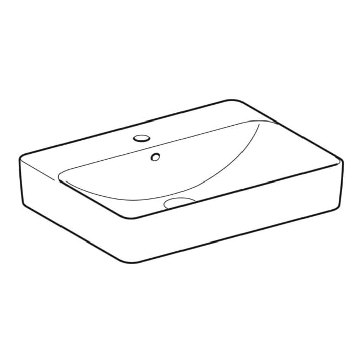 Geberit Aufsatzwaschtisch VariForm w K-T., 60x45cm, m HLB, m ÜL, recht.