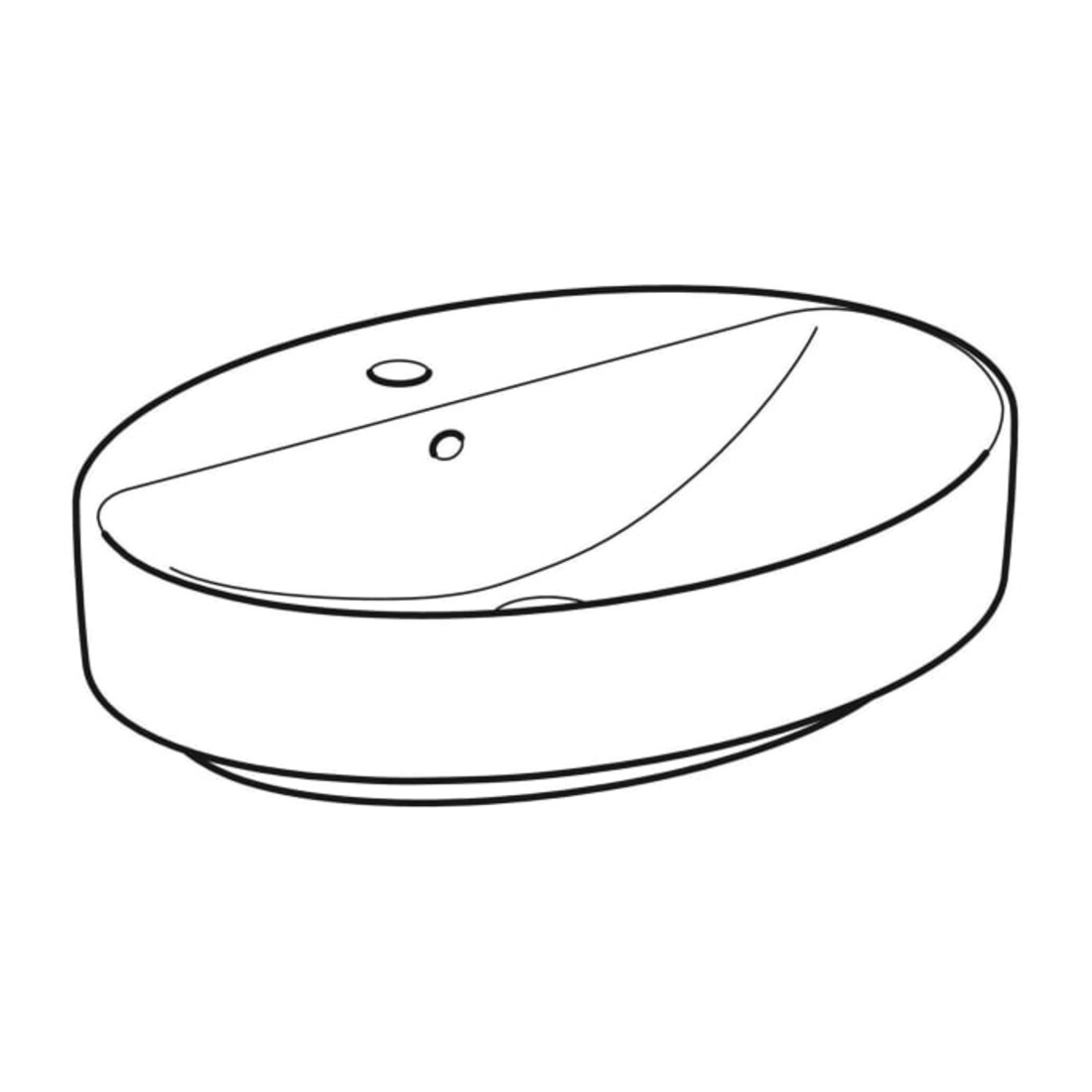 Geberit Aufsatzwaschtisch VariForm w K-Tect, 60x45cm, m Hahnloch, m ÜL, ov.