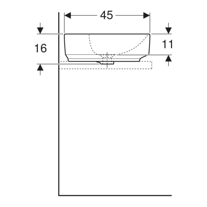 Geberit Aufsatzwaschtisch VariForm w K-Tect, 60x45cm, m Hahnloch, m ÜL, ov.