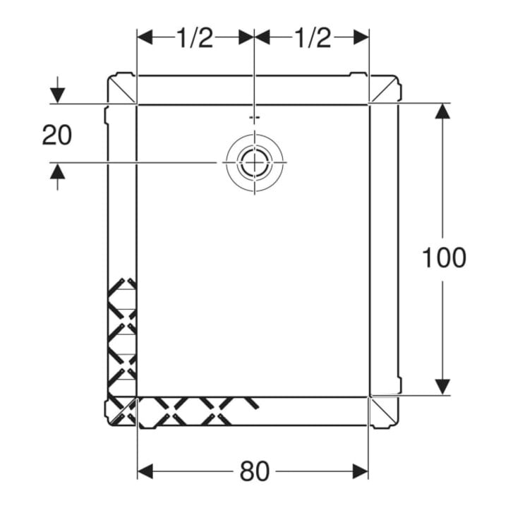 Geberit Bac à douche rectangulaire Olona blanc/mat, 100x80x4 cm