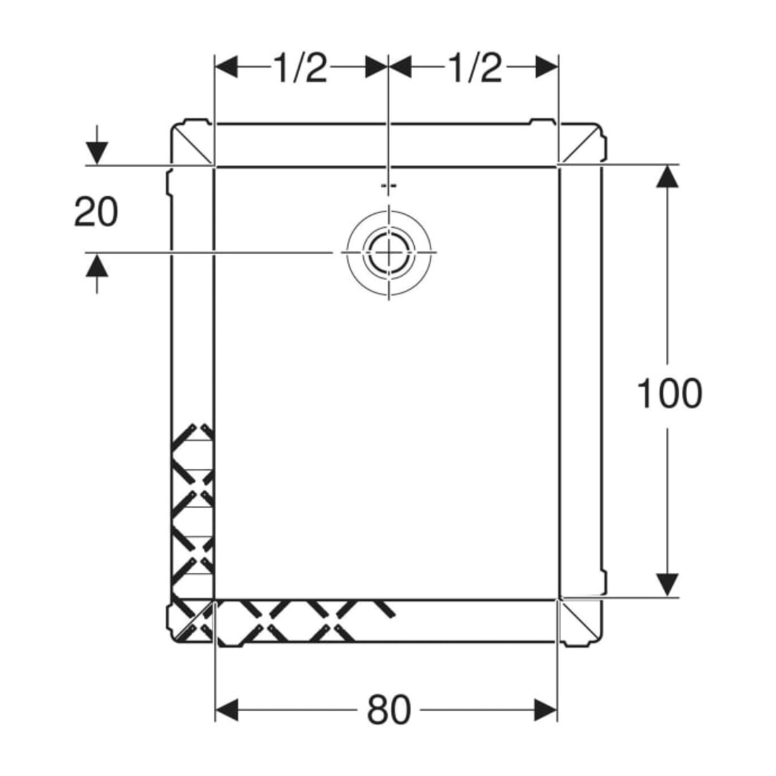 Geberit Bac à douche rectangulaire Olona blanc/mat, 100x80x4 cm
