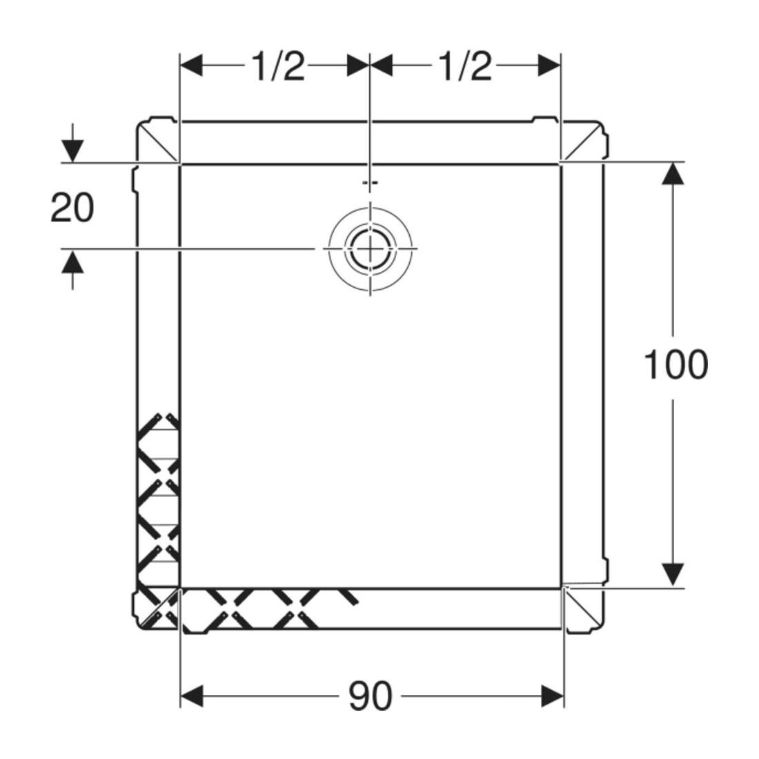 Geberit Bac à douche rectangulaire Olona blanc/mat, 100x90x4 cm