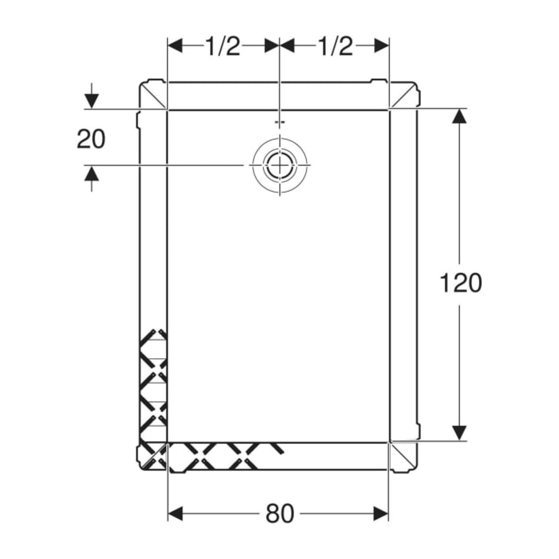 Geberit Bac à douche rectangulaire Olona blanc/mat, 120x80x4 cm