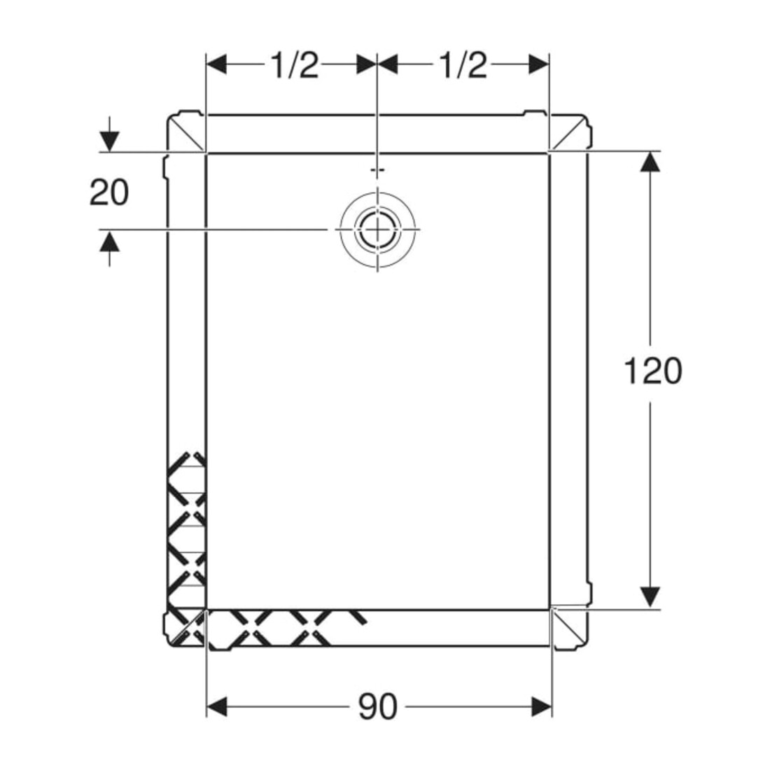 Geberit Bac à douche rectangulaire Olona blanc/mat, 120x90x4 cm