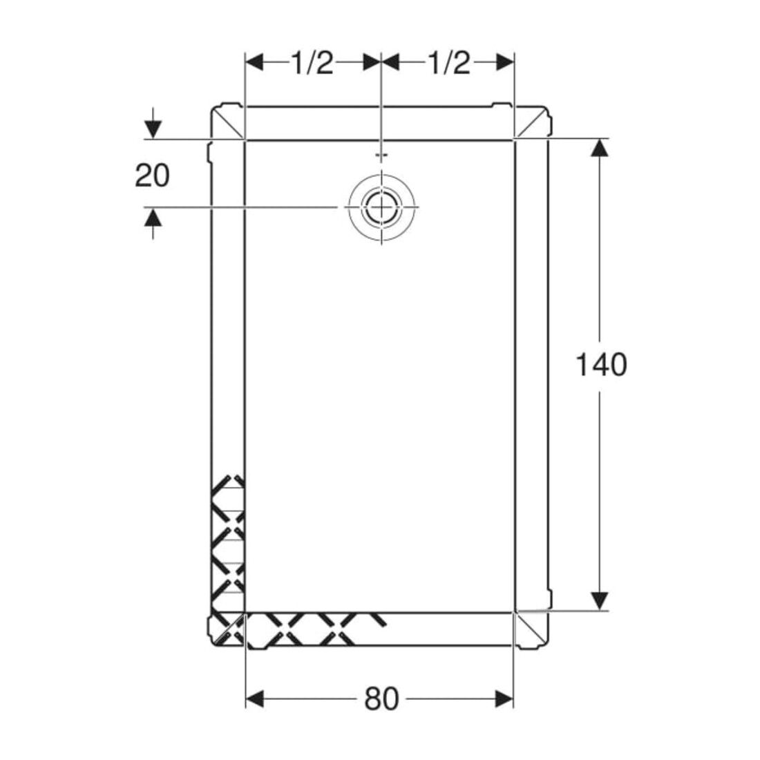 Geberit Bac à douche rectangulaire Olona blanc/mat, 140x80x4 cm
