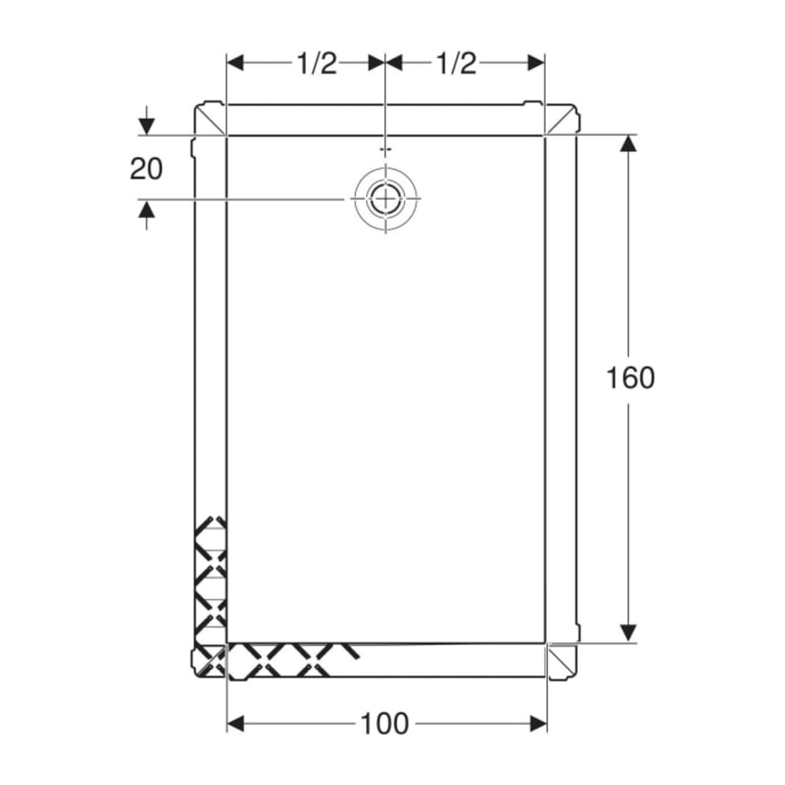 Geberit Bac à douche rectangulaire Olona blanc/mat, 160x100x4 cm
