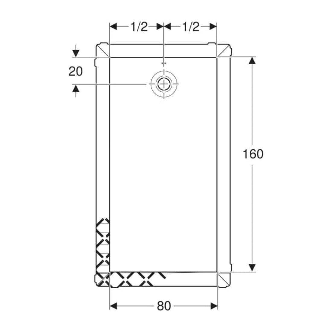 Geberit Bac à douche rectangulaire Olona blanc/mat, 160x80x4 cm