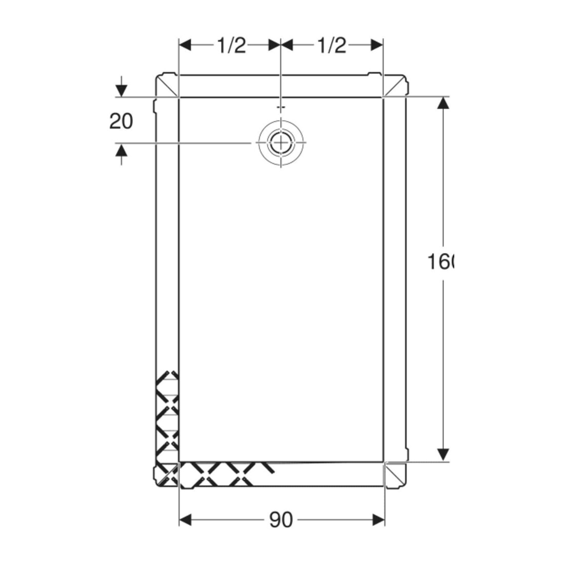 Geberit Bac à douche rectangulaire Olona blanc/mat, 160x90x4 cm