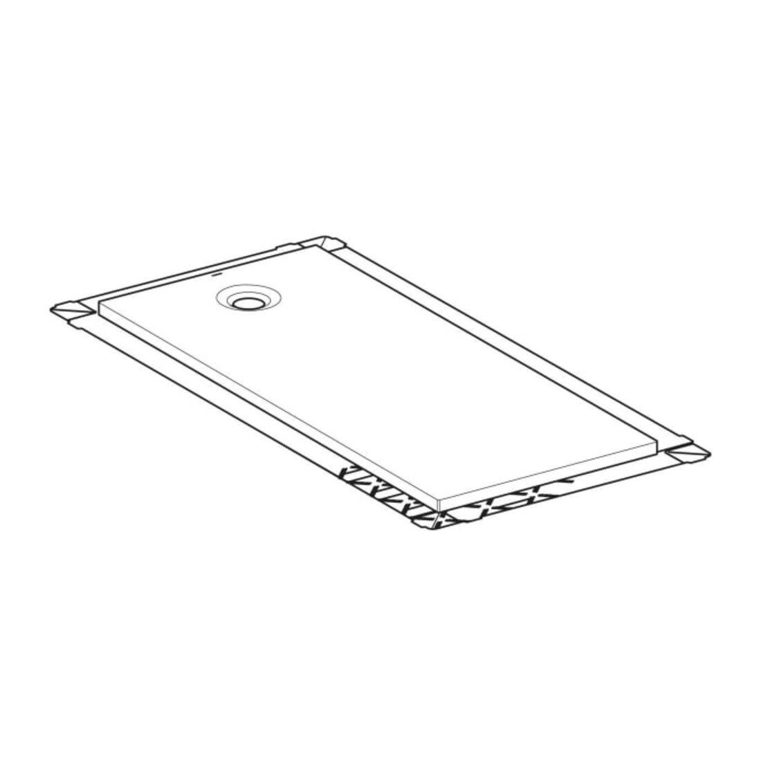 Geberit Bac à douche rectangulaire Olona blanc/mat, 170x75x4 cm
