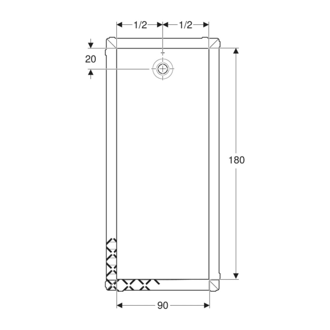 Geberit Bac à douche rectangulaire Olona blanc/mat, 180x90x4 cm