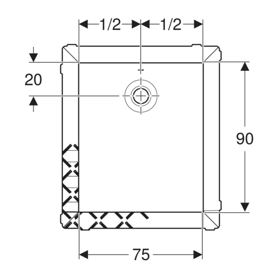 Geberit Bac à douche rectangulaire Olona blanc/mat, 90x75x4 cm