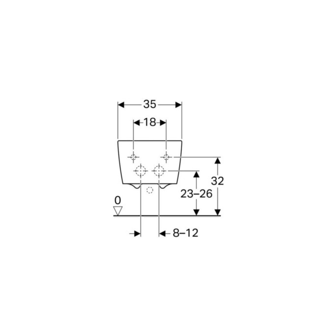 Geberit Bidet mural iCon Square forme fermée, avec trop-plein, blanc